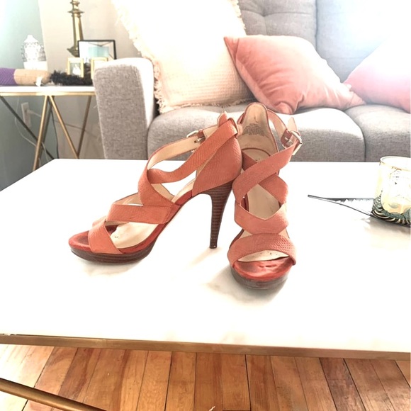 Nine West salmon leather sandals (high heels) - Picture 1 of 3